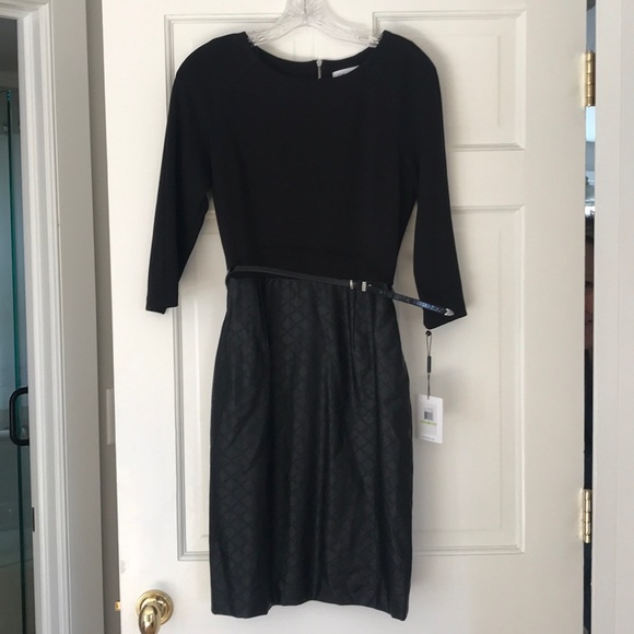 Calvin Klein | Dresses | Calvin Klein Dress With Faux Leather Skirt |  Poshmark
